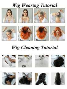 Women's Short Hair Platinum Blonde Synthetic Wig Ombre Fluffy Cut Wig, Natural Daily Hair Color