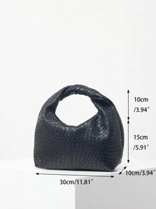 Sac fourre-tout tissé mode Twisted Square en PU, sac à main décontracté, sac à main polyvalent et simple pour travailler, portefeuille à poignée (motif aléatoire)