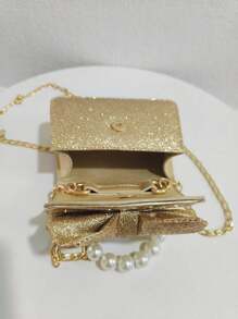 兒童時尚新款珍珠手提包，節日禮物PU皮手提蝴蝶結時尚公主迷你手袋，小錢包，迷你肩袋 - 均碼 - 查看 10