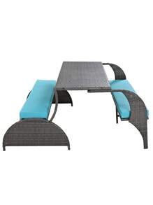 Outdoor Loveseat And Convertible To Four Seats And A Table,Suitable For Gardens And Lawns