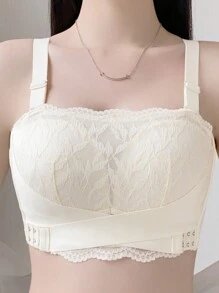 Front Closure Lace Comfortable Bra Wireless, Anti-Slip And Breathable, Push-Up And Prevent Sagging, Full Coverage And Beautiful Back, Molded Cup, Lingerie