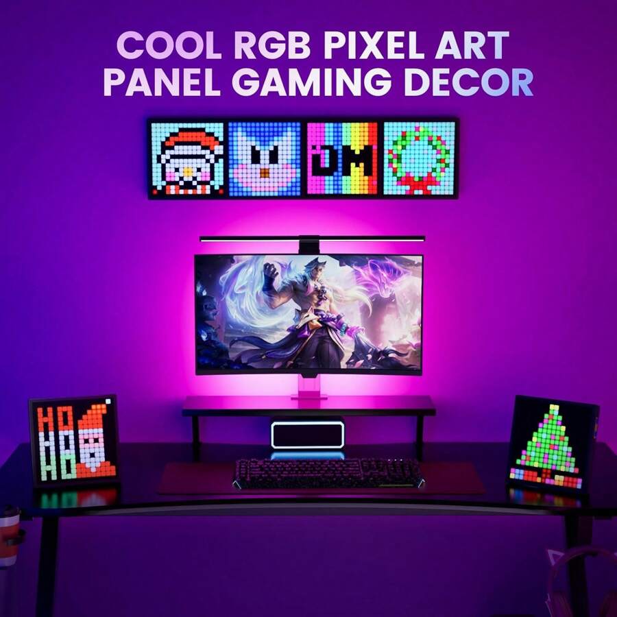 Versatile Art Deco LED Pixel Screen Display - 32x32 Programmable & USB ...