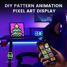 Versatile Art Deco LED Pixel Screen Display -  32x32 Programmable & USB Powered With App Control, Dynamic Color-Changing Gaming Accessories Light For Home & Gaming Decor, Perfect Christmas Gift - 32x32 Pixels - View 7