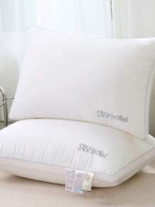 1pc Hotel Star-Rated Pillow Core, Single/Double Size Pillowcase Not Included, High Pillow - White - View 1