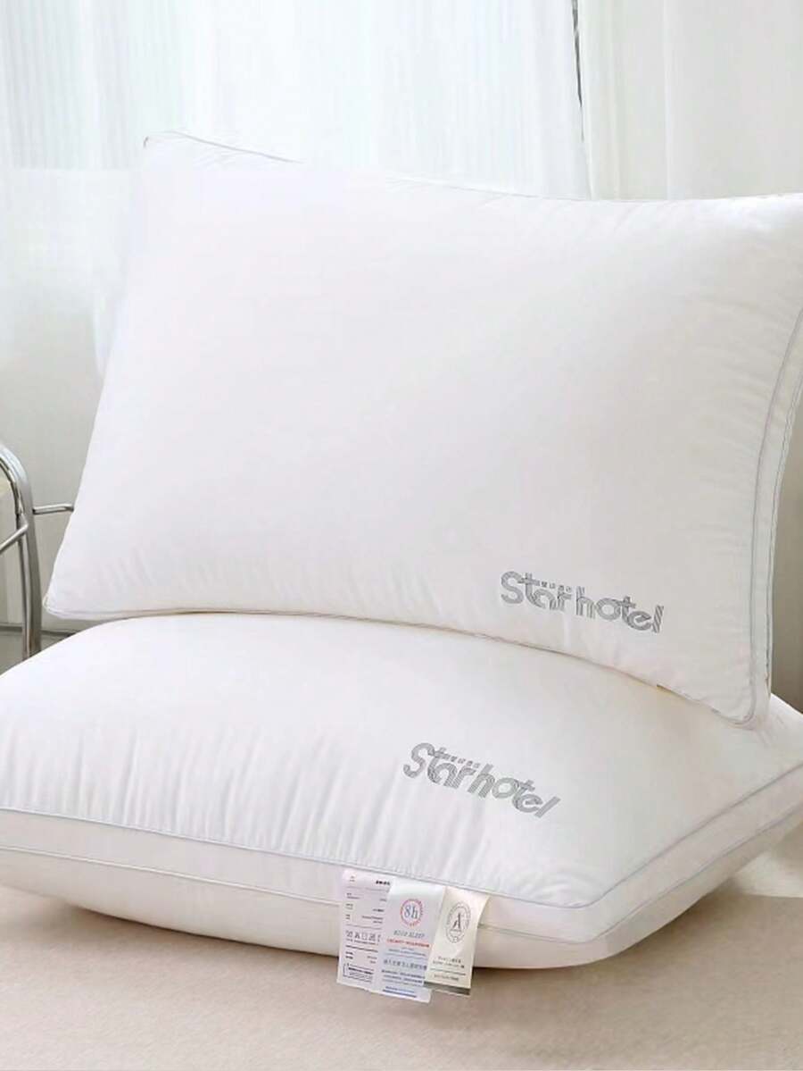 1pc Hotel Star-Rated Pillow Core, Single/Double Size Pillowcase Not Included, High Pillow - White - View 1