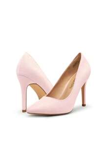 女士細高跟泵鞋，尖頭單色優雅時尚的婚禮派對鞋，適用於正式和休閒場合 - 粉色 - 查看 6