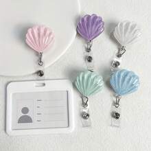1pc Striped Shell Shaped ID Card Holder, Multifunctional Design Suitable For Credit Cards, Bus Cards, Student IDs, Etc. - one-size - View 2