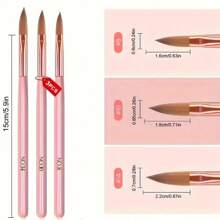 Set de 3 pinceles para uñas acrílicas - Tamaños 8/10/14, pinceles de Kolinsky para aplicación de acrílico, ideal para extensiones de uñas y tallado 3D, sin olor