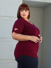 Plus Size Blouses - 紫紅色 - 查看 7