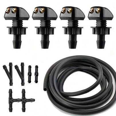 11 PCS Front Windshield Washer Nozzle Kit, Universal Car Windshield Sprayer Nozzle, Automotive Windshield Fluid Hose Replacement Windshield Wiper Nozzles, Fit For Most Cars