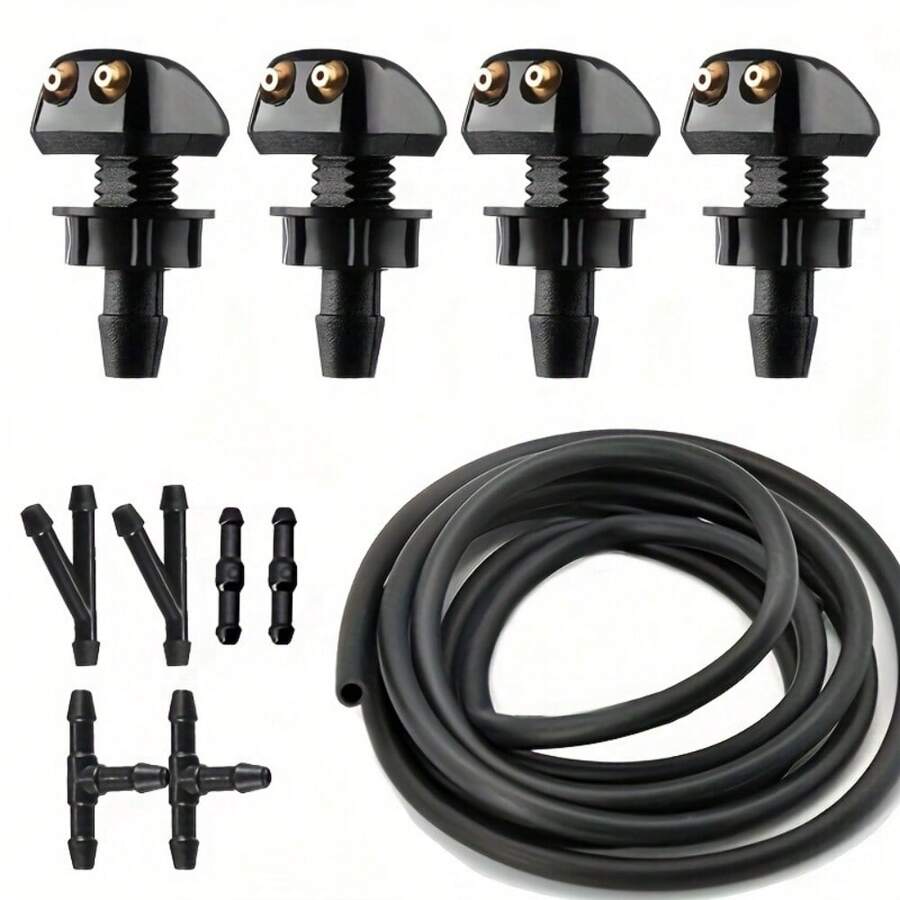 11 PCS Front Windshield Washer Nozzle Kit, Universal Car Windshield Sprayer Nozzle, Automotive Windshield Fluid Hose Replacement Windshield Wiper Nozzles, Fit For Most Cars