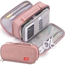 1 pieza Estuche grande de lápices, Bolsa para lápices con cremallera portátil, Bolsa de almacenamiento de papelería simple, Apta para estudiantes, útiles escolares, de vuelta a la escuela, suministros escolares, estuche para lápices, mochila escolar