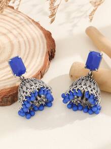 1 cặp bông tai cổ điển, bông tai vuông khảm thủy tinh thanh lịch, bông tai thả tua rua, đồ trang sức tinh tế, phù hợp với trang phục hàng ngày của phụ nữ, lễ hội, đám cưới và tiệc tùng - nhiều màu - Xem 4