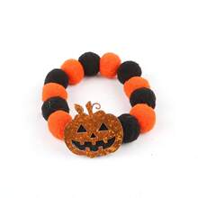 可爱宠物项圈万圣节风格南瓜蝴蝶结骷髅迷人猫狗项圈绒球毛绒球项链万圣节节日宠物小猫颈部配饰 - 彩色 - 查看 8