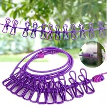 1pc Portable Travel Clothesline, Adjustable Elastic Camping Clothes Line Camping Stuff - Multicolor - View 3