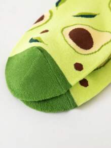 Calcetines de pantorrilla media con jacquard de aguacate amarillo para mujer, calcetines de pantorrilla media, primavera, otoño e invierno, calcetines de ocio literarios, calcetines de frutas, personalizados y encantadores, adecuados para uso diario