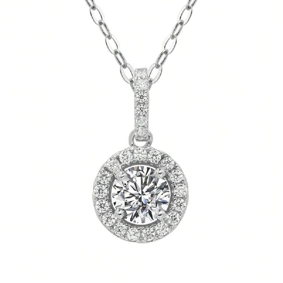 1 Máy Tính Cao Cấp Bạc 925 Chất Lượng Vòng 1 Carat Mozambique Kim Cương Mặt Trời Vòng Cổ, Đám Cưới Cô Dâu Quà Tặng Đính Hôn