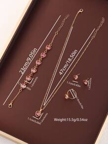 6pcs/Set Girls' Leather Star Shaped Quartz Watch And Exquisite Rhinestone Bracelet Necklace Earrings Ring Jewelry Set, Girls' Gift - Purple - View 5