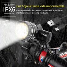 2* Lámpara Led Recargable 6000 Lm Impermeable Para Bicicleta - Negro - Ver 10