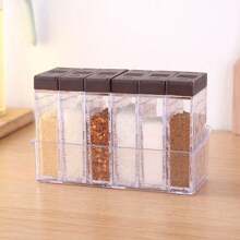 1pc Creative Double-Sided Open Seasoning Box, 6pcs Kitchen Salt Shaker & Spice Jar Set, Multi-Purpose Storage Container,Food,,Kitchen,Cooking,Seasoning,Spice,Party,Travel,Kitchen Items,Kitchen Tools,Kitchen Things.