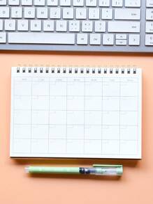 1pc 60-Sheet Daily Planner Notebook, Simple Style Learning Check-In Schedule, Time Record, Coil-Bound Notebook