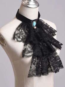 1 pieza Cuello desmontable con volantes de encaje vintage, disfraz victoriano eduardiano, jabot unisex, escuela - Multicolor - Ver 3