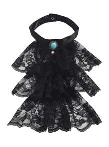 1 pieza Cuello desmontable con volantes de encaje vintage, disfraz victoriano eduardiano, jabot unisex, escuela - Multicolor - Ver 4