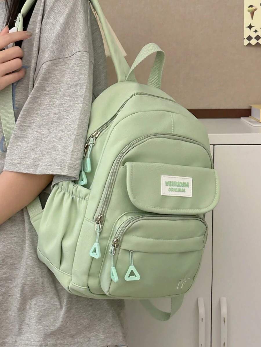 Minimalist Women's Functional Backpack, Suitable For Commuting And Travel, School Backpack - Green - View 1