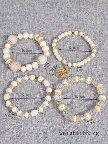 4pcs Bohemian  Heart Pendant Multi-Layered Beaded Bracelet For Men - Love Pendant Multi-layer Beads - View 2