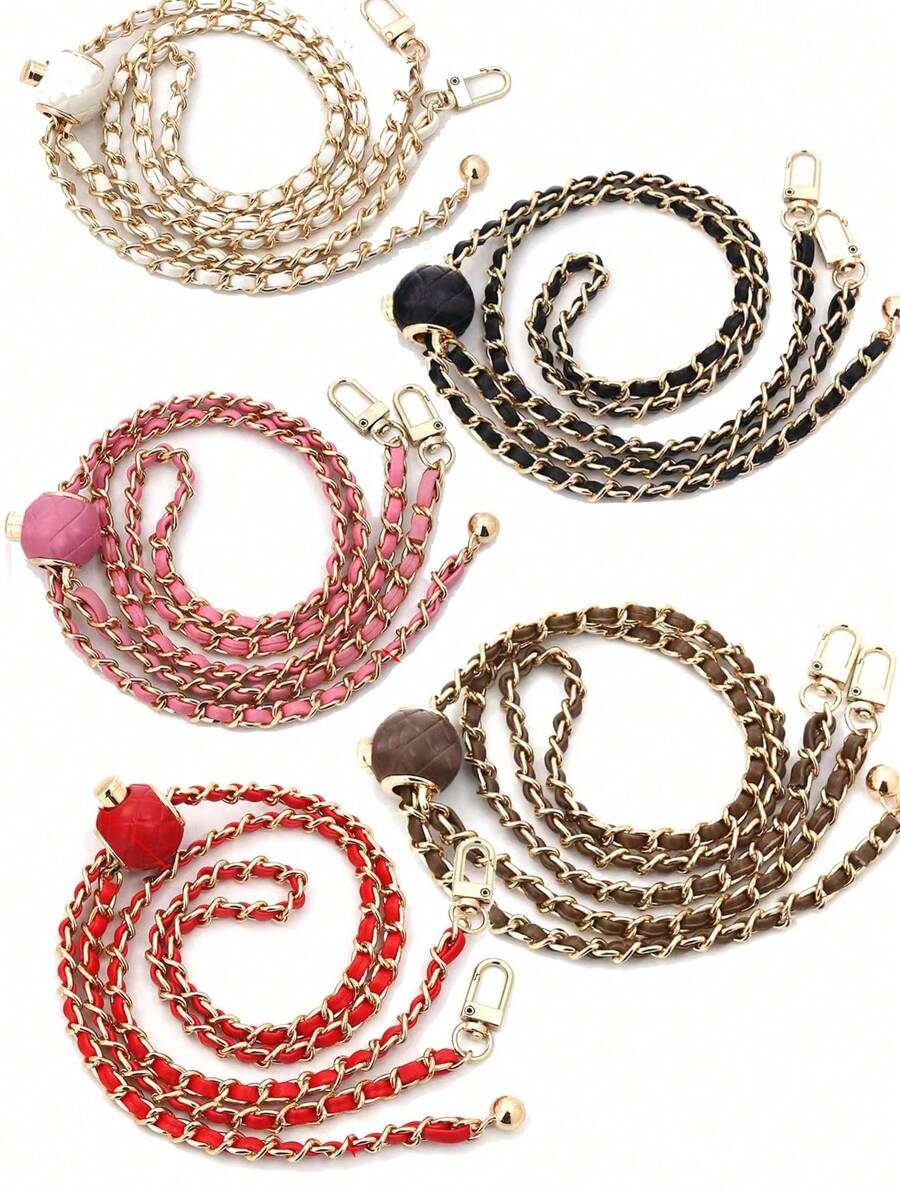 1入組多色鍊條肩帶袋，DIY可拆式斜挎包，金色球包肩帶女包配件，可調節金屬提包鏈 - 彩色 - 查看 1