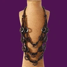 1pc Bohemian-Style Multi-Layer Circle Natural Coconut Shell & Wood Beaded Necklace