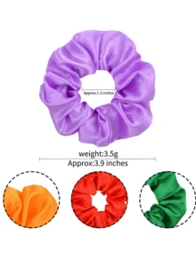 20pcs Random Mixed Color Satin Stretchy Hair Scrunchies Pack, Solid Color, Suitable For Daily Use - Multicolor - View 2