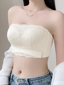 Front Closure Lace Comfortable Bra Wireless, Anti-Slip And Breathable, Push-Up And Prevent Sagging, Full Coverage And Beautiful Back, Molded Cup, Lingerie