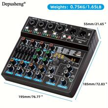 Depusheng Portable Mixing Console Audio Mixer 6 Channel USB DJ Sound Controller Interface For PC Recording Streaming - Black - View 6
