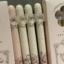 4 chiếc/hộp Bút xoay màu đen với kiểu dáng INS, giá trị hấp dẫn cao, đầu ST, họa tiết hoa màu đen, bút lông làm bài tập về nhà khô nhanh, quay lại trường học - Nhiều màu - Xem 4