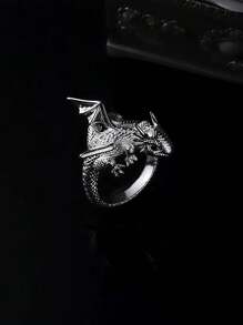 1只男女時尚萬能龍紋戒指，創意戒指，可愛指環，時尚食指戒指 - 飛龍戒指[1隻] - 查看 7