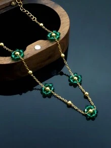 1 件时尚可爱女孩新款 18K 镀金钛钢小花手链，不锈钢串珠设计手饰，母亲节生日情人节约会礼物，舞会珠宝套装，毕业婚礼季，波西米亚度假风格，妈妈，母亲，母亲节，礼物 - 花瓣 - 查看 21