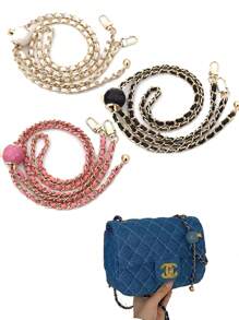 1入組多色鍊條肩帶袋，DIY可拆式斜挎包，金色球包肩帶女包配件，可調節金屬提包鏈 - 彩色 - 查看 2