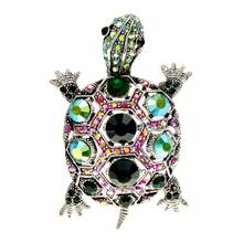 1 pieza Broche de mujer con forma de tortuga de strass, accesorio de moda elegante para chaqueta