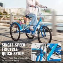 Folding Adult Tricycle, 24-Inch Adult Folding Trikes, Carbon Steel 3 Wheel Cruiser Bike With Large Basket & Adjustable Seat, Shopping Picnic Foldable Tricycles For Women, Men, Seniors (Blue) - 藍色 - 查看 4