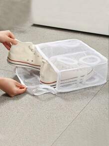 1pc Portable Shoe Washing Bag, Drying Bra Underwear Laundry Storage Bags, Mesh Laundry Bag, Washing Machine Shoes Storage Bag, Travel Portable Storage Bags, Anti-Deformation Protective Clothes Organizer,Spring,Minimalist,Summer Tops
