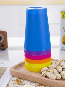12pcs Stacking Cup Game Set With Mats, Competitive Stacking Disc Cup Duelling Tabletop Game Toys - Multicolor - View 8