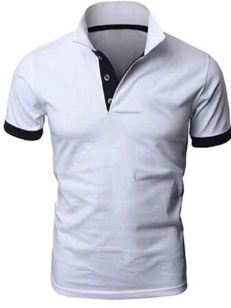 Men's New Color-Block Polo Shirt, Short Sleeve, Comfortable And Breathable, 2024 New Arrivals