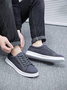 Men's Lace Up Walking Shoes Lightweight Fashion Sneakers Breathable Comfortable Trainers - Grey - View 5