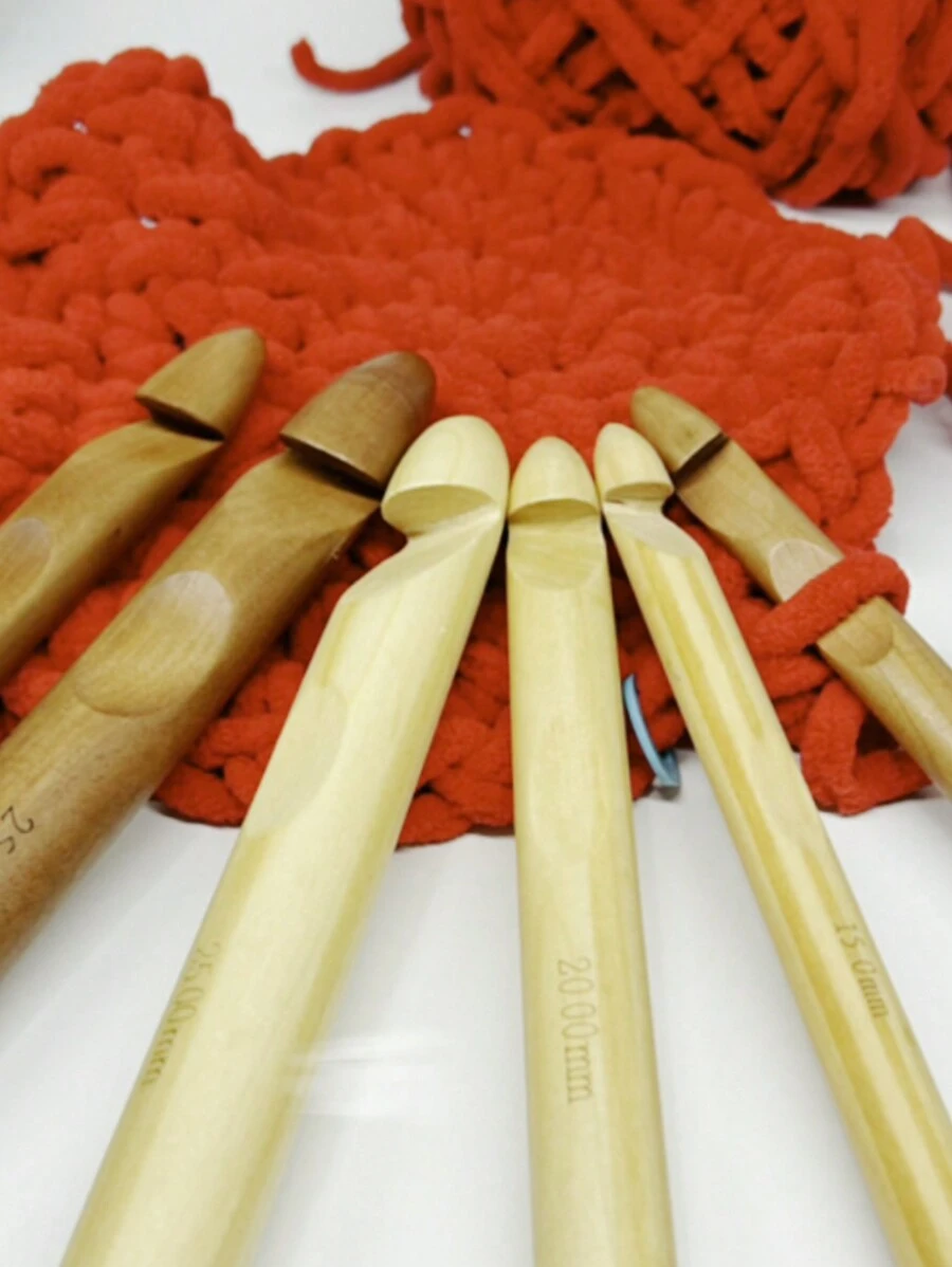 1 pieza Ganchillo de crochet extra grande/Ganchillo de crochet grueso/1 pieza Ganchillo de crochet cilíndrico grande/Ganchillo de crochet de lana tipo cola de gato de Islandia/Ganchillo de crochet supergrueso de pana de hielo/Ganchillo de crochet carbonizado/Ganchillo de crochet de bambú blanco de 15mm-20mm-25mm