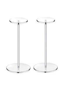 Acrylic Hat Stand And Wig Display Rack,Clear Hat Stands For Display, Adjustable Height Hat Holder, Square Barbell Base Display, Hat Rack Stand For Display Jewelry Watch Helmets  Baseball Cap Stand (Transparent)  Decorations   Autumn Decor Festival Decor Room Decor Home Decor Fall Decor Bedroom Decor