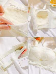 Front Closure Lace Comfortable Bra Wireless, Anti-Slip And Breathable, Push-Up And Prevent Sagging, Full Coverage And Beautiful Back, Molded Cup, Lingerie