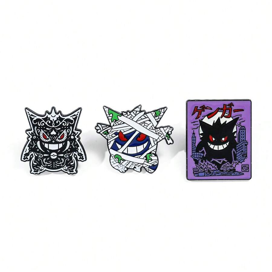 pocket monsters Túi 3 CÁI Người Nhật Bản Anime Hợp kim Trâm cài Vui Coa dây Hình dạng Nhân vật Trâm cài Kim loại Huy hiệu Của phụ nữ Cái túi Đồ trang trí Men răng Huy hiệu - 3 chiếc - Xem 1