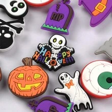 26 cái/bộ, Phụ kiện trang trí giày Halloween Trick Or Treat, Khóa giày dép Clogs có thể tháo rời, Quà tặng tiệc Halloween cho bạn bè Bí ngô - Nhiều màu - Xem 7