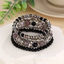 5pcs Bohemian Glass Beaded Bracelet Set, Suitable For Daily Wear - Beaded Pearl Bracelet - View 3